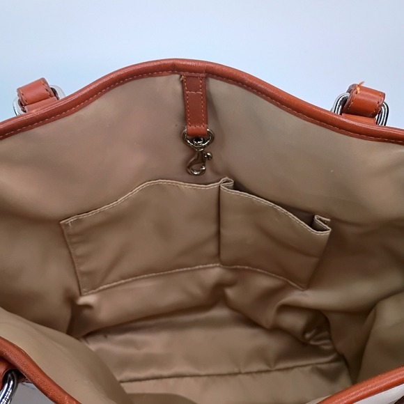 Coach Park Leather Color Block Tote Bag Vintage Cream Navy Brown F23533 Womens - Picture 10 of 16